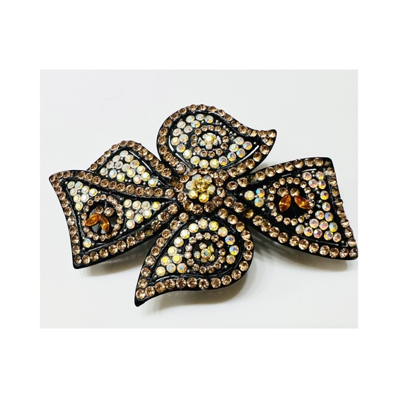 Sarvoski Crystal Gold Amber White Gemstone Hair Barrette Clip - Picture 3 of 10